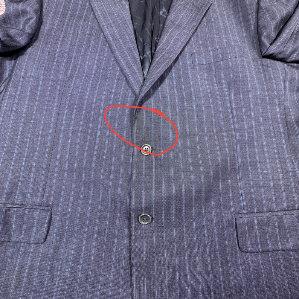 Chiavari Mens Suit Jacket Fintes Super 100s Wool‎ Gray Pinstripe Blazer Size 48L - Picture 6 of 8